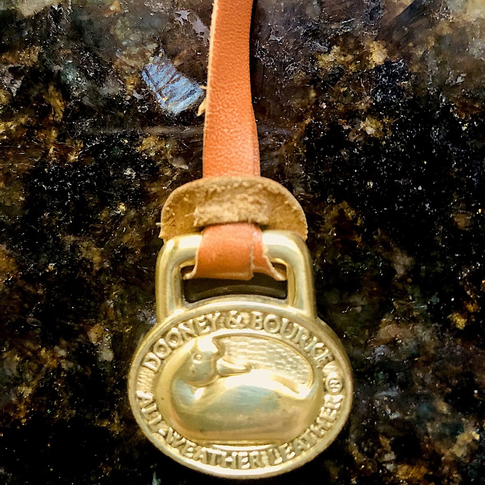 Authentic Vintage Dooney And Bourke Brass Metal Hang Tag